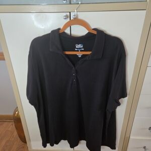 croft & barrow Black Short-Sleeve Polo with Three-Button Placket